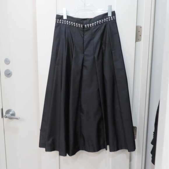 Moncler Genius Womens Black Pleated Nylon Midi Skirt 6 Noir Kei Size 42 (Small) - Picture 2 of 5